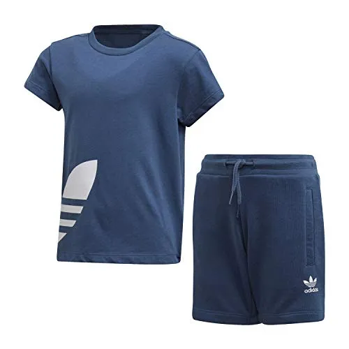 adidas Big Trefoil Shorts Tee Tuta Blu da Bambino FM5619