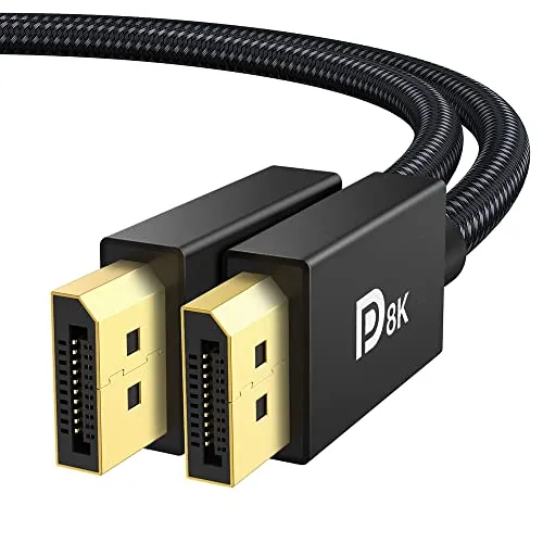 IVANKY Cavo DisplayPort 1.4, [VESA] 8K@60Hz, 4K@ 144Hz, 4K@75Hz e 1080@240Hz, Cavo DisplayPort 1.4 Compatibile con HDR, FreeSync, G-SYNC, DTS-HD, Tarjeta Grafica 3090/3080/3060