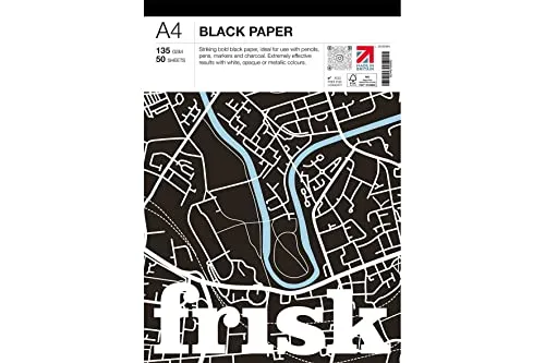 Frisk - Blocco di Carta Nera, Formato A4, da 135 g, 50 Fogli