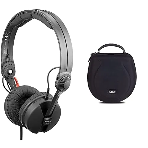Sennheiser HD 25-1 II (basic edition) cuffie professionali dj + UDG Creator Headphone Case Large Black Custodia semirigida per cuffia, Nera