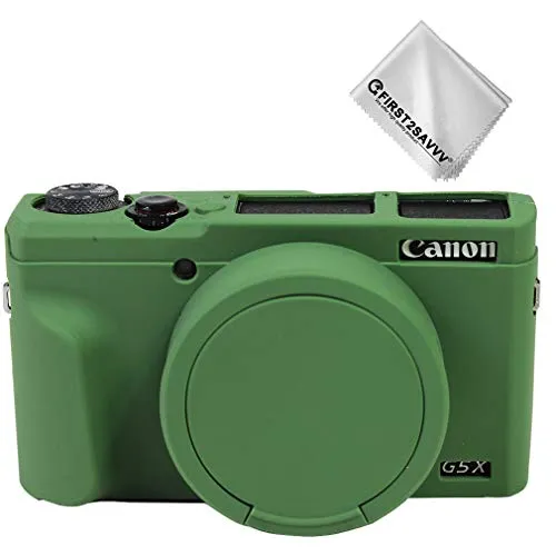 Alloggiamento protettivo Custodia Compatibile con Canon PowerShot G5X Mark II cover morbida in gomma fotocamera verde