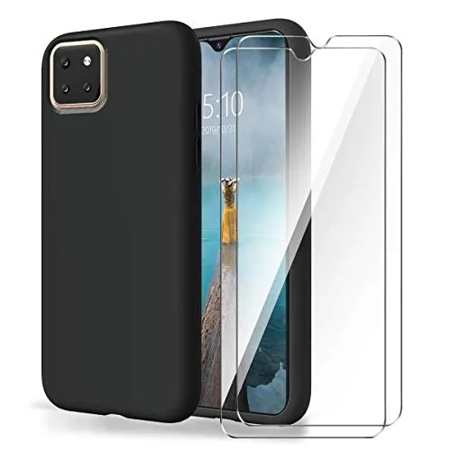 Brands LJSM Cover per Cubot X20 PRO + [2 Pezzi] Pellicola Protettiva in Vetro Temperato - Nero Morbido Silicone Custodia Protettivo TPU Case per Cubot X20 PRO (6.3")