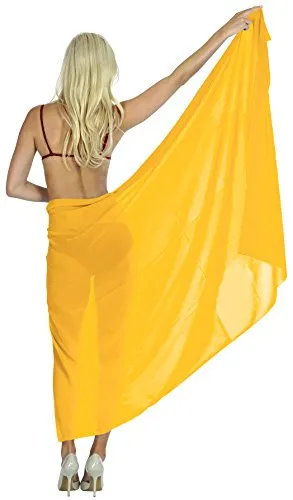 LA LEELA Pianura Pareo Vestito Sarong Coprire Matchup con Noi Nuotare 88"X42" Giallo_C284