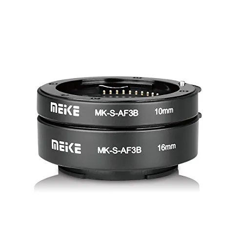 Meike MK-S-AF3B Plastic Auto Focus Macro Extension Tube Adapter Ring 10mm 16mm for Sony E-Mount FE-Mount Mirrorless Camera A7 A7M2 NEX3 MEX5 NEX6 NEX7 A5000 A6000 A6300 A6500 A9 etc