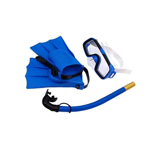 BESPORTBLE Set Snorkeling Set Snorkeling per Bambini Giovani Junior Antiappannamento in Vetro Maschera da Sub Pinne da Nuoto Boccaglio con Bocca (Pinne Misura Scarpe 30-35)