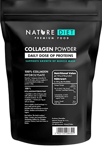 Nature Diet - Polvere di collagene 600 g | Idrolizzato | Non aromatizzato | Peptidi di collagene | Fonte di proteine