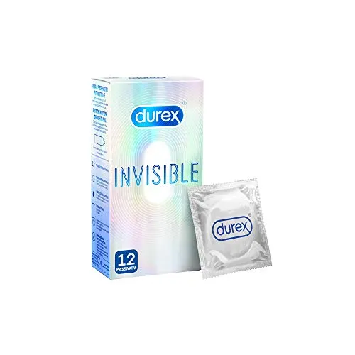 Durex Invisible Preservativi Ultra Sottili ad Alta Sensibilità, 12 Profilattici