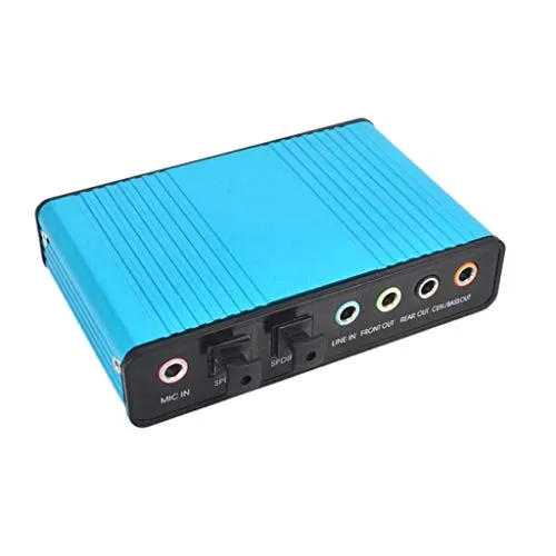 H HILABEE Scheda Audio in Fibra, 6 Canali Audio USB 5.1 Ottico S/PDIF Esterno, Scheda Audio, Blu