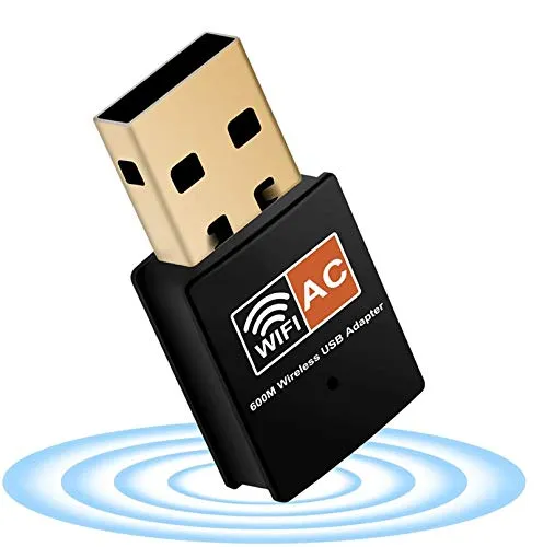 XVZ - Adattatore dongle USB per PC, WiFi 600 Mbps dual band 2.4 GHz/5 GHz veloce ad alta ricezione, antenna 802.11ac, adattatore di rete wireless per PC e laptop, supporta Windows, Mac e Linux