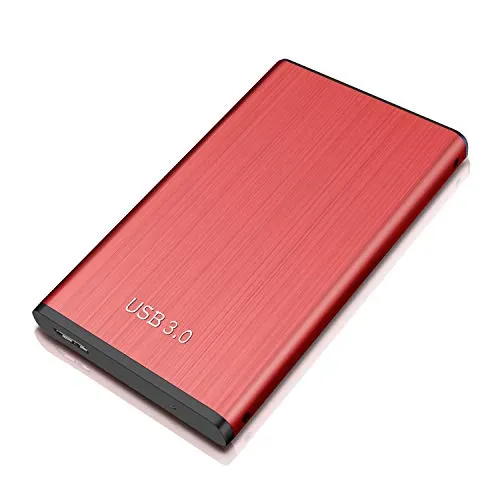 Prode 2TB Hard Disk Esterno Portatile USB 3.0 Hard Disk Esterno per PC, Mac, Windows, Apple, Xbox One, Xbox (2TB, Rosso)