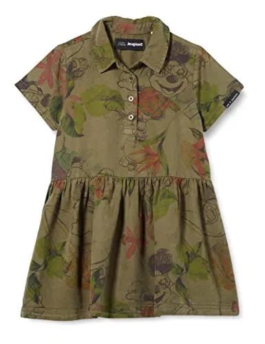 Desigual Vest_Mickey Camo Flowe Abito Casual, Verde, 11-12 Anni Bambina