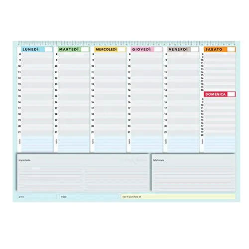 Planner settimanale 42x30 - agenda planner da tavolo perpetua - True Colors