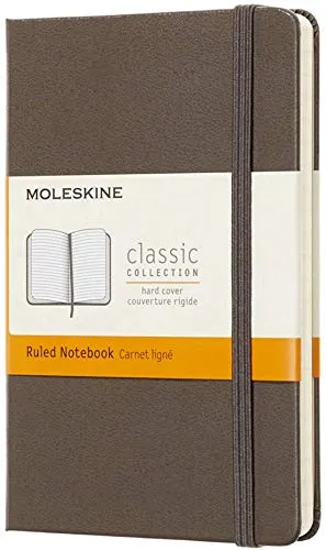 Moleskine Notebook Classic- Copertina Rigida - Taccuino a Pagine Rigate, Pocket, Marrone (Terra)