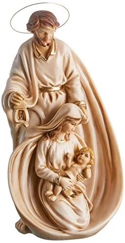 Joana Darque JD748 Statua Decorativa Sacra Famiglia San Giuseppe con Candela, Marfinite, Bianco, 32x13x13 cm