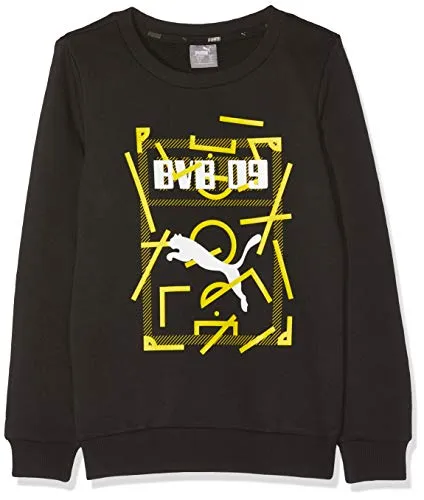 PUMA BVB Dna Sweat Jr, Felpa Unisex Bambini, Black, 128