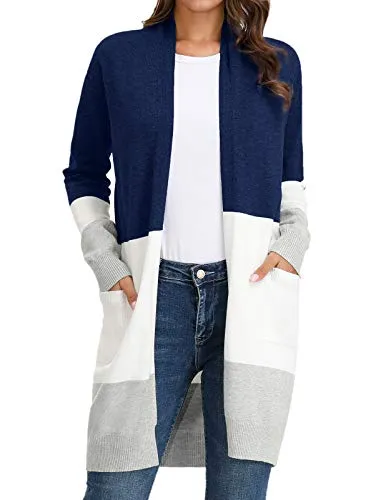 GRACE KARIN Cardigan Maglione Lungo Donna a Maniche Lunghe Maglia Frontale Aperto Primavera Autunno 2XL CLE02245-1