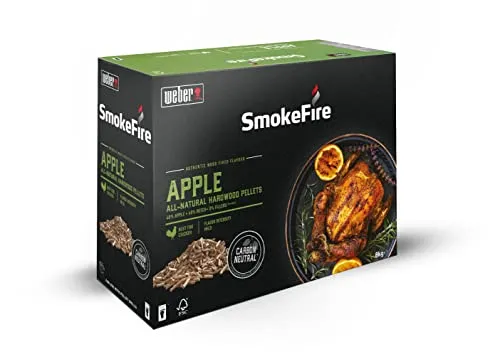 Weber SmokeFire - Pellet di legno duro | Pellet da cucina per pollo, scatola da 8 kg, barbecue e pellet di legno, 100% naturale, legno sostenibile per barbecue e griglie a legna (18291), marrone