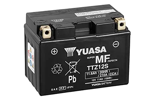 Batteria moto Yuasa TTZ12S AGM - Senza manutenzione - 12 V 11 Ah - Dimensioni: 150 x 87 x 110 mm compatibile con HONDA XL Transalp 650