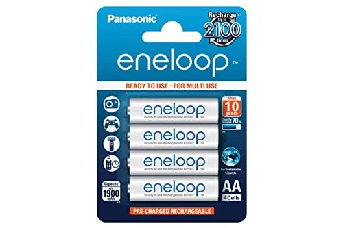 Panasonic Eneloop Batterie Stilo AA Ricaricabili, 1900mAh, 4 pezzi, Argento FBA_BK-3MCCE/4BE