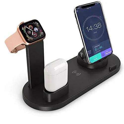 FOONEE 3 in 1 Supporto Ricarica Dock Station, 10W Qi Wireless Caricatore, per Apple iWatch Series, AirPods, iPhone XS Max XR X, Samsung S10 S9 Note 9, Huawei Mate 20 PRO P30