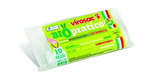 VIROSAC 131378 Sacchetti Biodegradabili, Mater Bì, 15x4x4 cm, 10 unità