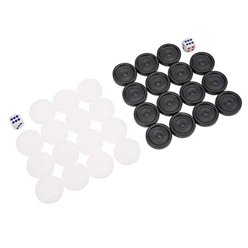 Backgammon in plastica per bambini Giocattolo per bambini Dama internazionale in bianco e nero Pezzi di ricambio per backgammon 22mm