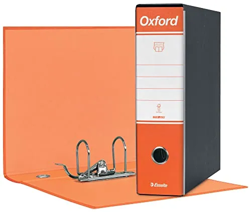 Esselte OXFORD Raccoglitore con Meccanismo N.1 in Formato Commerciale con Dorso da 8 cm – Arancione, 6 pezzi