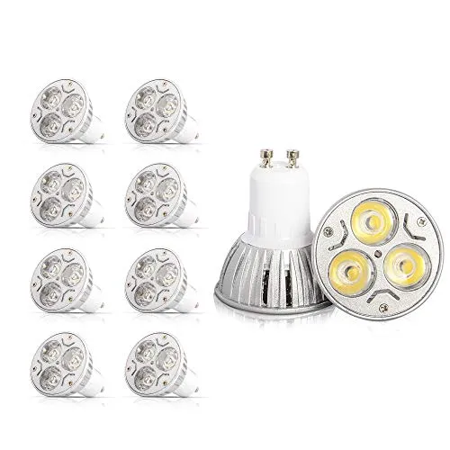 8 pezzi lampadina 3 W LED GU10 3 X 1 W ac 85 – 265 V Bianco caldo 3000 K 240lm