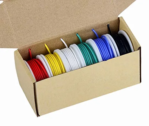 TUOFENG - Filo elettronico colorato, misuratore, 20 AWG, filo flessibile in silicone, bobine da 7 metri in diversi colori, 600V, filo isolante