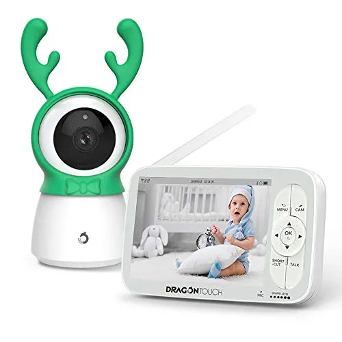 Dragon Touch Babycare Baby Monitor con 5 pollici 720P HD Video Baby Monitor con visione notturna a infrarossi, audio bidirezionale, 5 ninne nanne e funzionalità di monitoraggio della temperatura