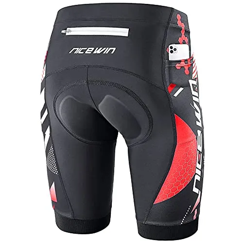 NICEWIN Pantaloncini da Ciclismo da Uomo Bicicletta Pantaloncini MTB Ciclismo Uomo Imbottiti in Gel 4D Traspiranti ad Asciugatura Rapida