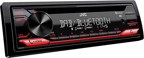 JVC KD-DB622BT Autoradio CD con DAB+ e kit vivavoce Bluetooth (processore del suono, USB, AUX-In, Spotify Control, 4 x 50 watt, illuminazione rossa dei tasti, senza antenna)