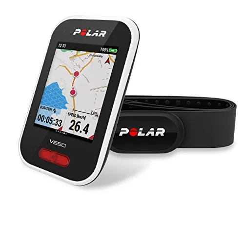 Polar V650 HR, Ciclocomputer 2.8” con GPS Integrato e Fascia Cardio H10 Unisex-Adulto, Bianco, Taglia Unica