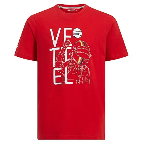 Marca Sports Merchandising B.V. Scuderia Ferrari F1 Sebastian Vettel t-shirt rossa per bambini, Sandali Adventure Seeker, punta chiusa - T - Bambini, 3-4 Years