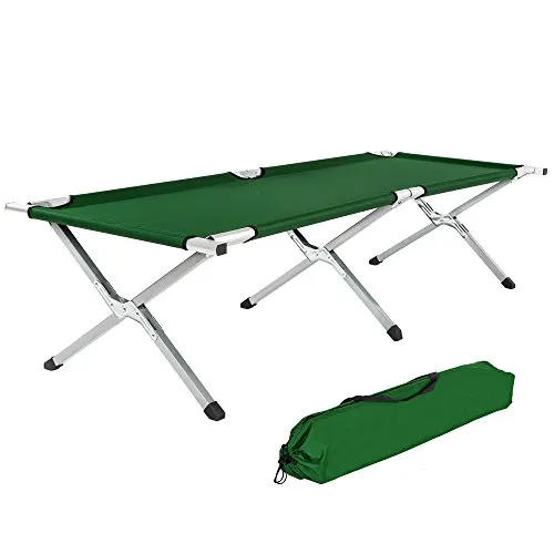 TecTake Lettino Letto brandina da Campeggio XL Camping 150 kg Pieghevole + Borsa - Disponibile in Diversi Colori - (Verde)