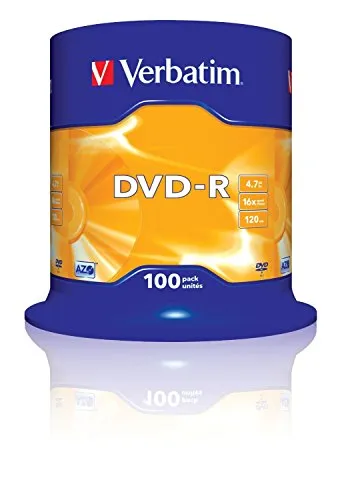 Verbatim DVD-R 16x Speed, Confezione da 100