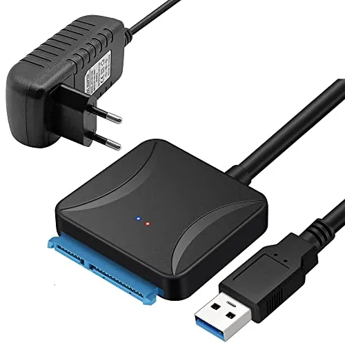 Adattatore SATA USB 3.0, Cavo adattatore per disco rigido SATA III per HDD/SSD da 3,5/2,5 pollici con adattatore di alimentazione 12V/2A Supporta UASP
