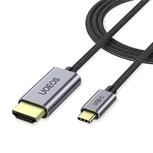 Cavo adattatore Uoeos USB C a HDMI, USB tipo C a HDMI intrecciato 4K a 60 Hz, cavo 1,8 m (compatibile con Thunderbolt 3) per MacBook, MacBook Pro, iMac, Chromebook Pixel, Galaxy Note 8 / S8 Plus / S8