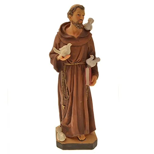 LibreriadelSanto.it Statua San Francesco con Colombe in Resina Colorata - Altezza 30 cm