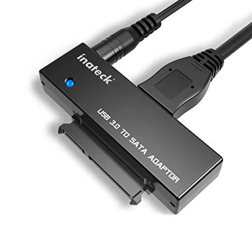 Inateck - Adattatore USB 3.0 convertitore a SATA, Adattatore per Dischi da 2,5/3,5 HDD SSD con 12V 2A, Adattatore