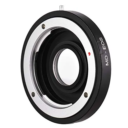 Leslaur MD-EOS Anello adattatore per obiettivo con lente correttiva per obiettivo Minolta MD su misura per Canon EOS EF Camera Focus Infinity