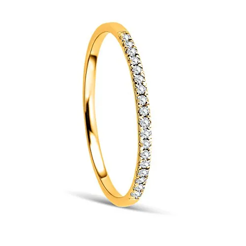 Orovi Anello Donna Eternity/Veretta in Oro Giallo con Diamanti Naturali Oro 9 Kt / 375. Fede di Brillanti.