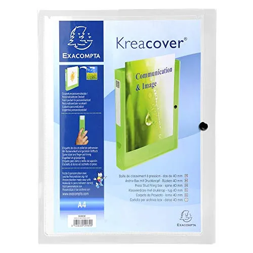 Exacompta Kreacover PP Press Box di filettatura, A4, 40mm Spine - Clear