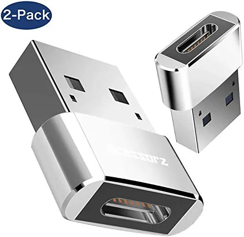 Acessorz Adattatore Maschio da USB C a USB, [2-Pack] Mini USB ad Alta velocità USB (da Type-C) a USB 2.0 Maschio (Tipo A) Ricarica Rapida e sincronizzazione Dati Convertitore OTG(Argento)