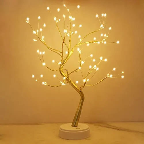 LED Albero Bonsai Lampada da Tavolo Operata a Batteria e USB Alimentatore Plug-in Luce Alberi Rame Decorativo Regolabile Rami Luci Lampada da Scrivania Luce Notturna 108 LUCI