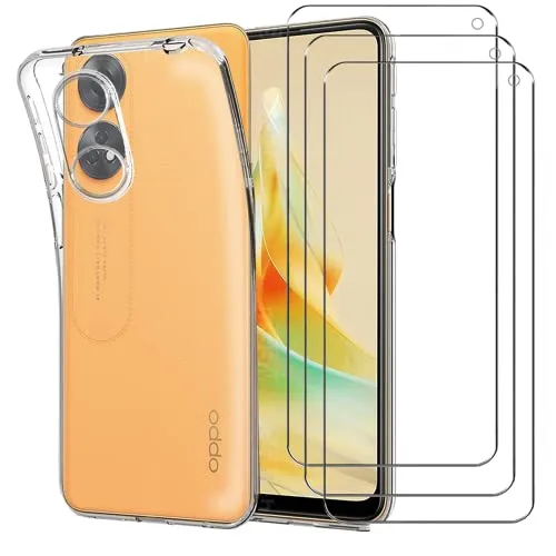 Cover per Oppo Reno 8T 4G/Reno8 T 4G + [3 Pezzi] Vetro Temperato, Weideworld Ultra Sottile Trasparente Antiurto Morbido Silicone TPU Custodia Protettiva Case