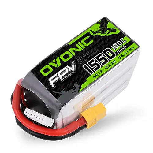 OVONIC 6S Batteria LiPo 22.2V 1550mAh 100C con connettore XT60 per FPV Racing RC Quadcopter Elicottero Aeroplano Multi-Motor Hobby Parti fai-da-te.