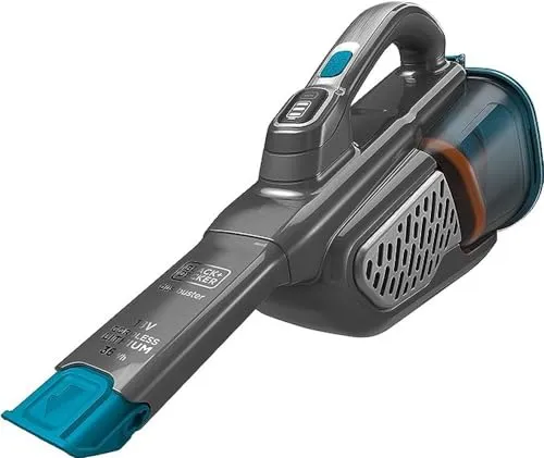 BLACK+DECKER BHHV520BF-QW - Aspirapolvere a mano senza fili, 18 V, base di ricarica, prolunga integrata 40, 500 ml, blu, argento e titanio