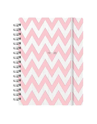 Letts Agenda universitaria con visualizzazione settimanale, 2019/20, formato A6 e copertina con motivo a zigzag, colore rosa (lingua italiana non garantita)