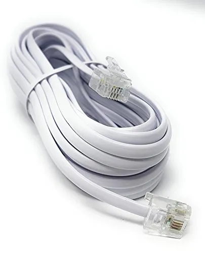 Maincore - Cavo ADSL ad alta velocità bianco piatto per modem, cavo da RJ11 a RJ11 (disponibile in 1 m, 2 m, 3 m, 5 m, 10 m, 15 m, 20 m, 30 m) 5 m white